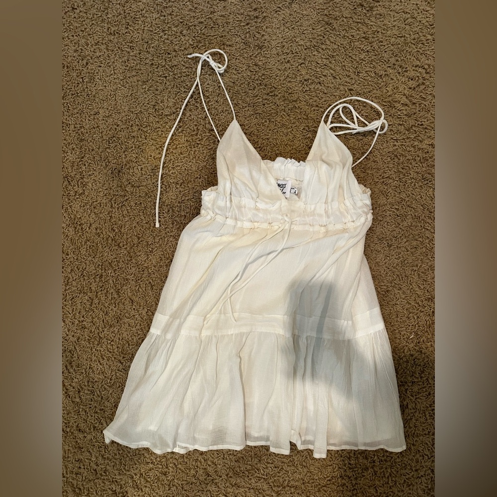 Princess Polly Cream V-Neck Dress